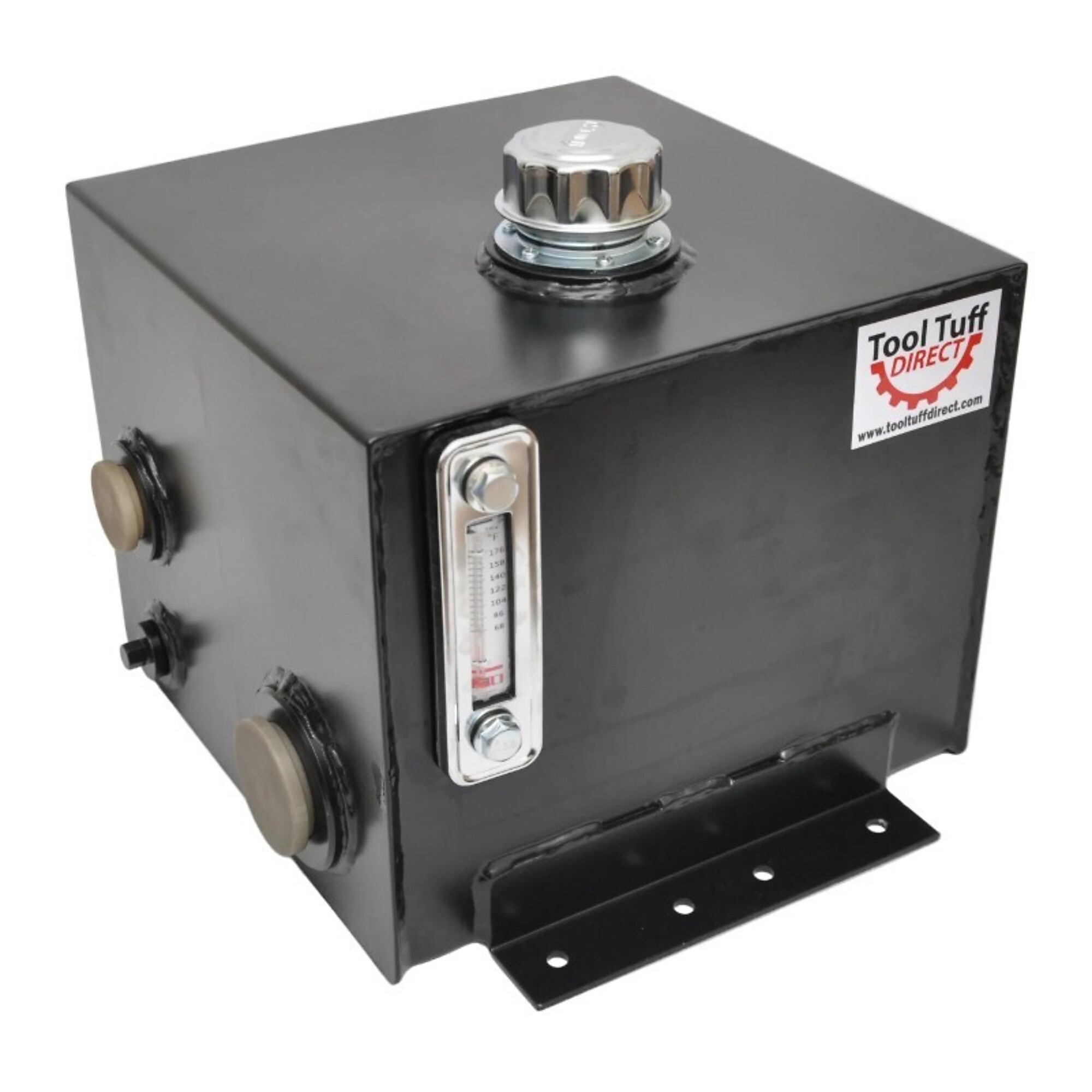 Tool-Tuff, 7-Gallon Hydraulic Fluid Reservoir Tank, Horizontal-Mount, w/Temp Gauge, Sight-Gauge & Breather/Strainer Fill Cap, Model # 31-108